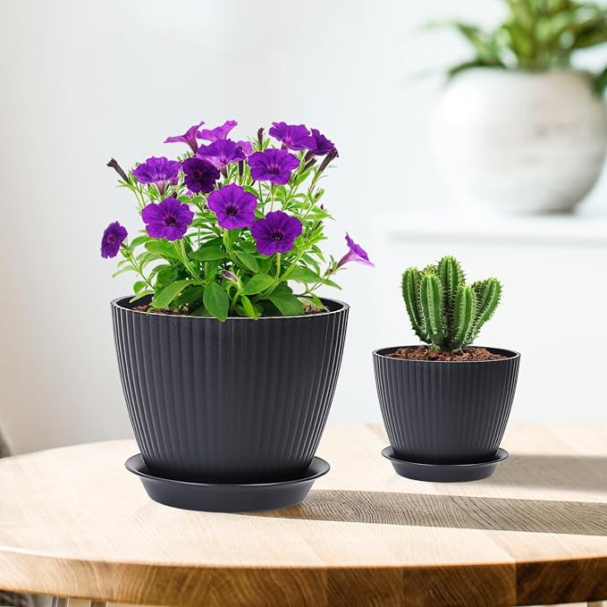 7/6.2/5.5/5/4.5/4 inch Flower Pots, 6 Pack Plant Pots - Image 7