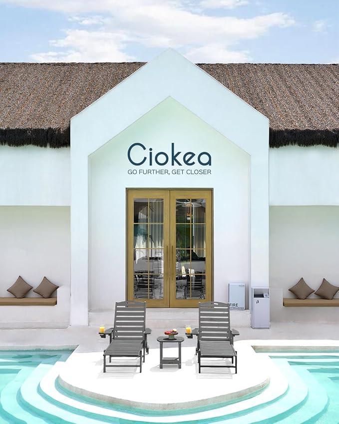 Ciokea Outdoor Chaise Lounge Chair Set of 2, Patio Lounge Chairs - Image 2