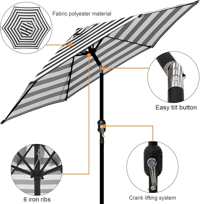 Blissun 7.5 ft Patio Umbrella, Yard Umbrella, Outdoor Market Umbrella - Image 2