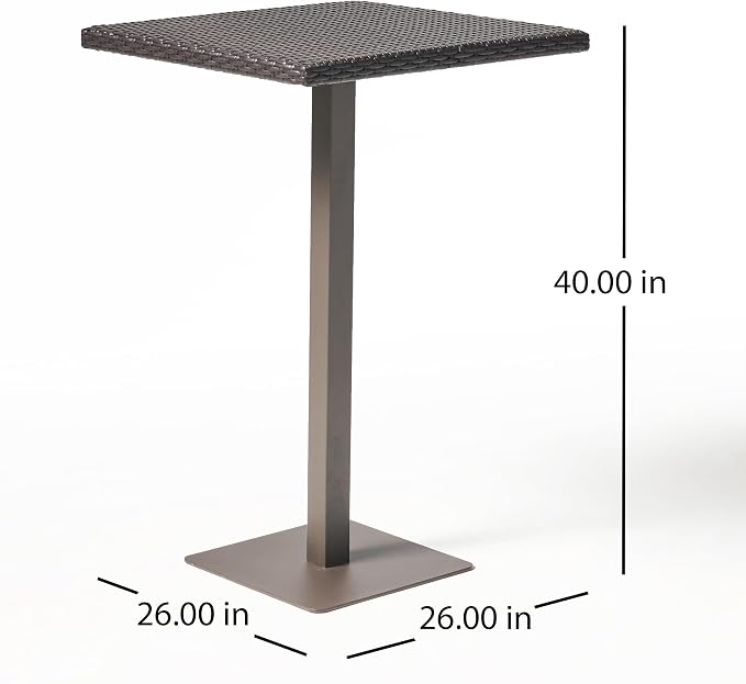 Christopher Knight Home Dominic Outdoor 26" Wicker Square Bar Table - Image 2
