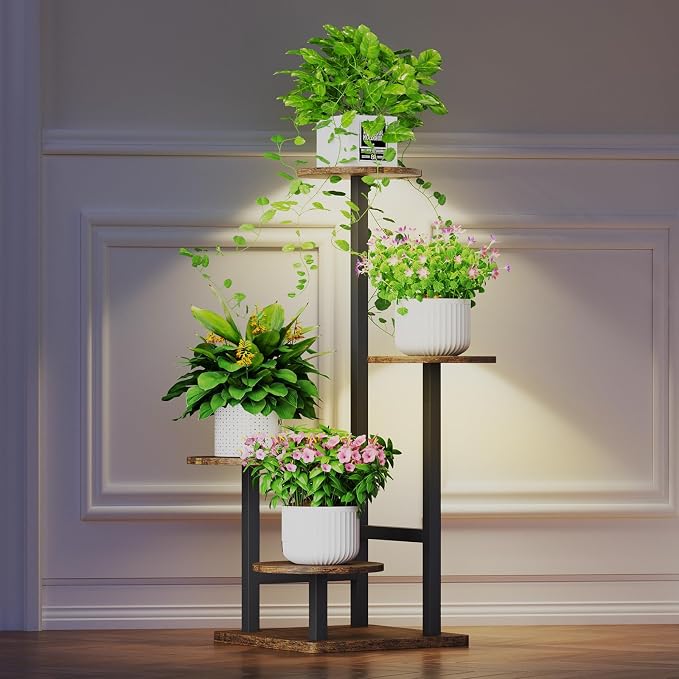 Plant Stand Indoor with Grow Light, 4-Tiered Tall Plant Stand Indoor, Metal - Image 7