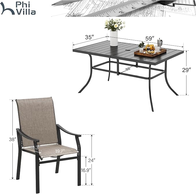 PHI VILLA Patio Dining Table and Chairs - Image 7
