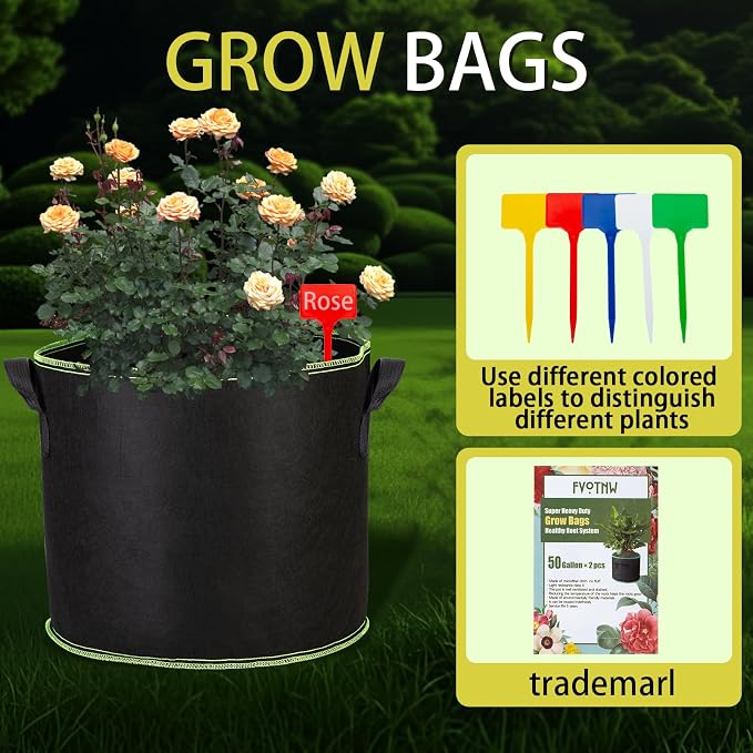 3-Pack 20 Gallon Grow Bags, Thickened Nonwoven Fabric Pots - Image 2