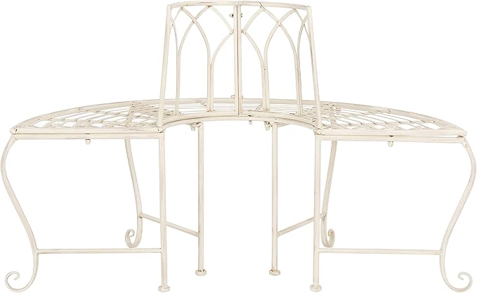 SAFAVIEH Outdoor Furniture Collection – Abia Antique White Distressed Wrought - Image 5