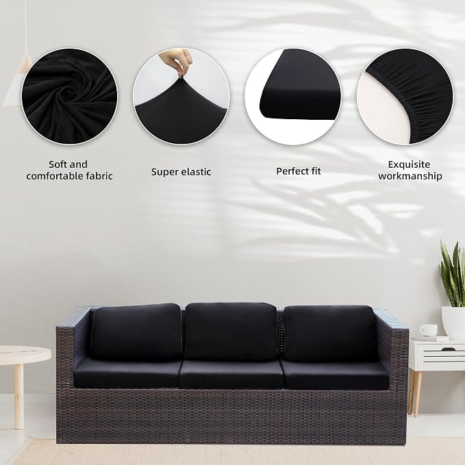 8Pcs Stretch Patio Cushion Covers, Outdoor Couch Covers Replacement, Outdoor - Image 3