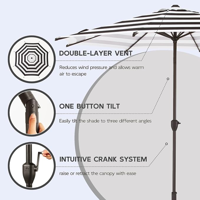 Abba Patio 9FT Lyon Outdoor Patio Umbrella Outdoor Table Umbrella - Image 4