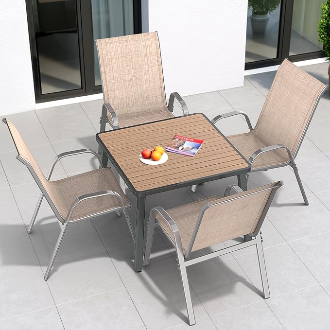Patio Chairs Sset of 4, Easily Set Up Stackable Outdoor Dining Chairs - Image 2