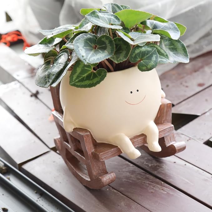 Smily Face Planter Pot Cute Resin Flower Head Planters by UMESONG