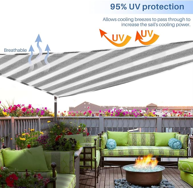 E&K Sunrise 10' x 10' x 10' Sun Shade Sail Triangle Canopy Shade Cover UV Block - Image 5