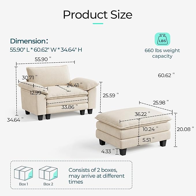 LINSY HOME Cloud Sofa Accent Chair - Image 2