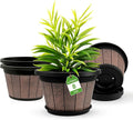 Quarut 4 Pack 8 inch Plant Pot, Upgrade Whiskey Barrel Planters by Quarut