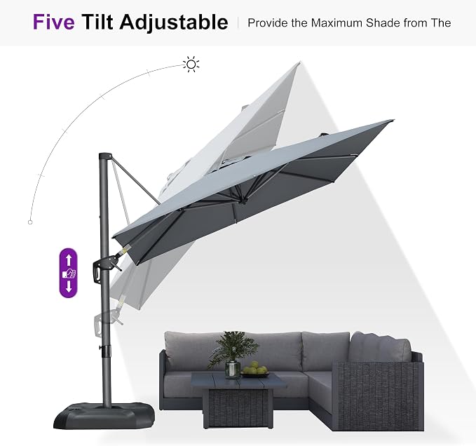 PURPLE LEAF 8 Feet Square Cantilever Umbrella Patio Umbrella - Image 7