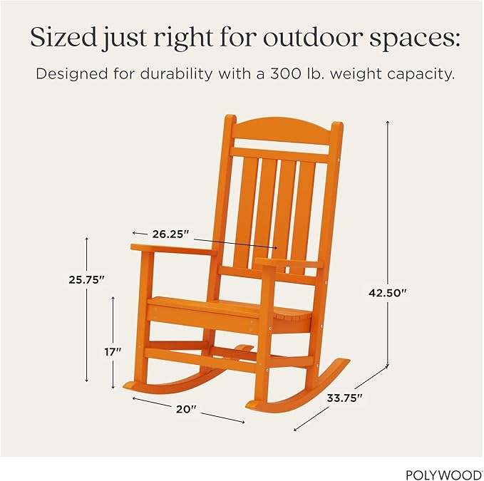 POLYWOOD Presidential Rocking Chair in Tangerine - Image 2