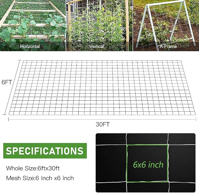 Trellis Netting, CANAGROW Heavy-Duty Garden Plant Trellis Netting - Image 2