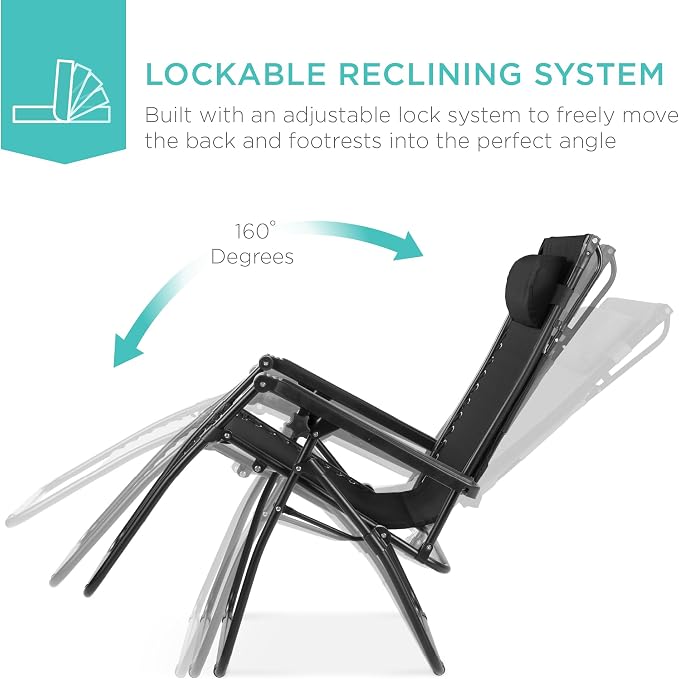 Best Choice Products Folding Zero Gravity Outdoor Recliner Patio Lounge Chair - Image 4