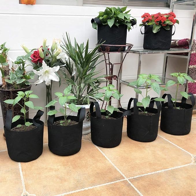 JERIA 12-Pack 10 Gallon Grow Bags, 300G Thickened Nonwoven Garden Pots - Image 7