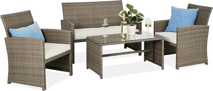 Best Choice Products 4-Piece Outdoor Wicker Patio Conversation Furniture Set by BestChoiceProducts