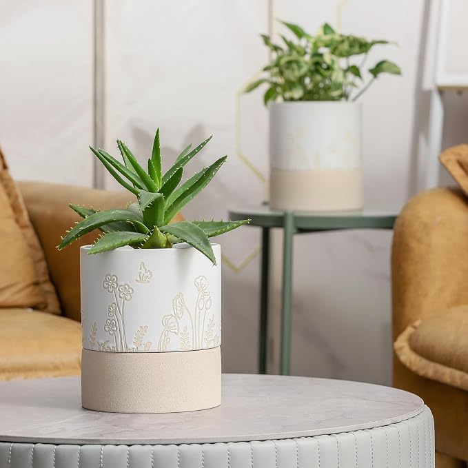 Nihow Self Watering Plant Pot: 6 Inch Ceramic Planter - Image 4