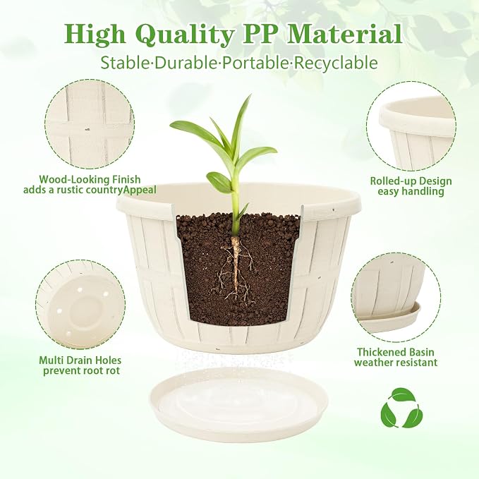 Quarut 10 inch Plastic Flower Pots - Image 2