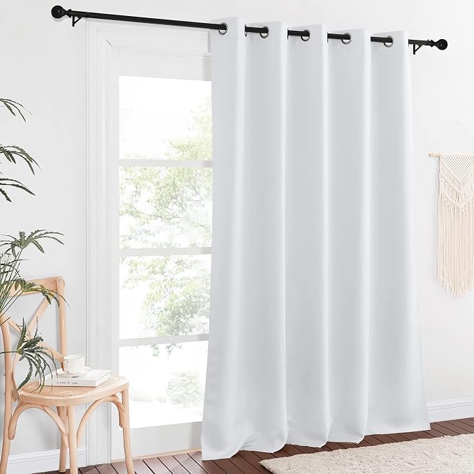 NICETOWN Greyish White Sliding Door Curtain 118 inch Length, Grommet Room - Image 2
