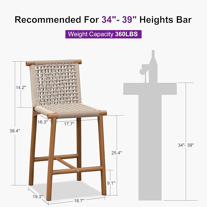 PURPLE LEAF Counter Height Stools Set of 2 - Image 2