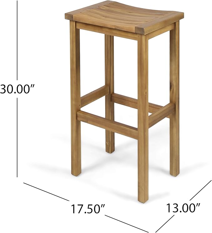 Christopher Knight Home Caribbean Outdoor Acacia Wood Balcony Bar Set, 3-Pcs Set - Image 8