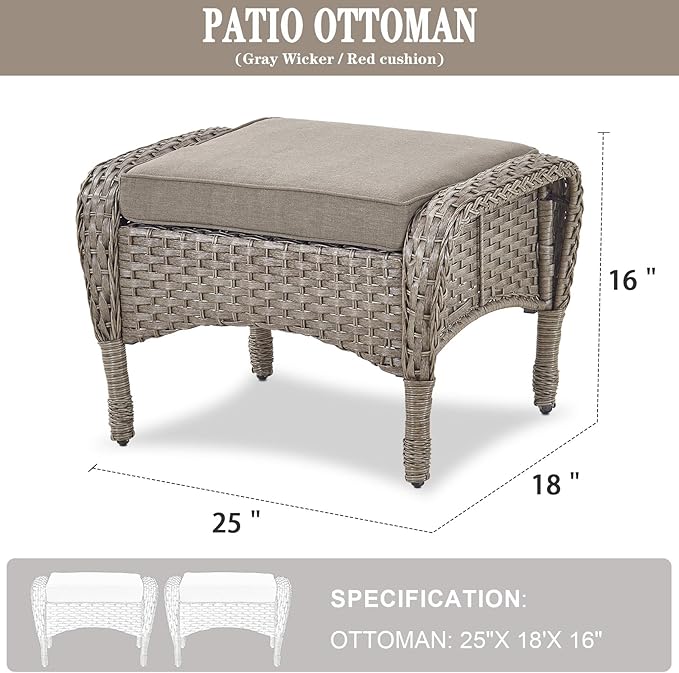Belord Outdoor Ottomans for Patio Foot Rest - Image 3