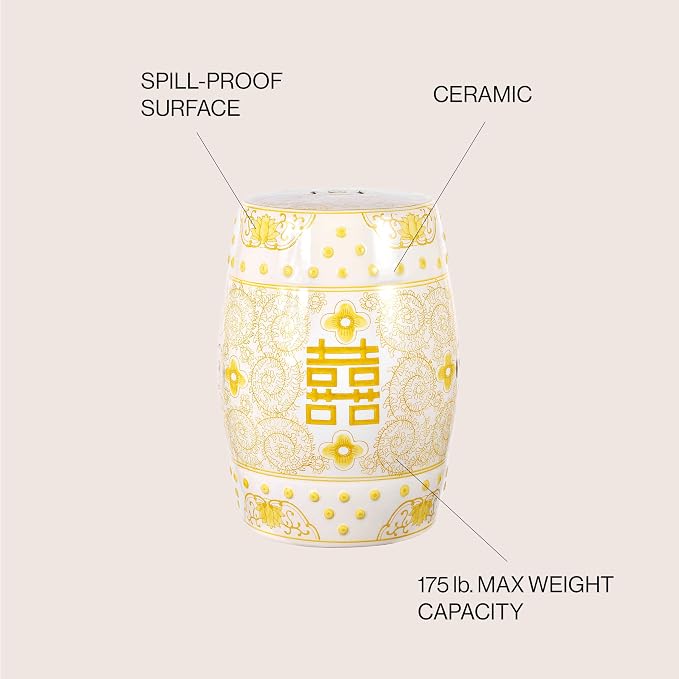 JONATHAN Y TBL1013B Double Happiness 18" Chinoiserie Ceramic Drum - Image 5