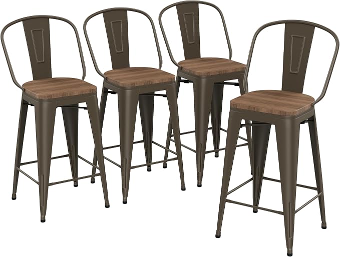 Yongqiang 26 inch Bar Stools Set of 4 Kitchen Counter Height Bar Chairs Modern by lightupyourlife