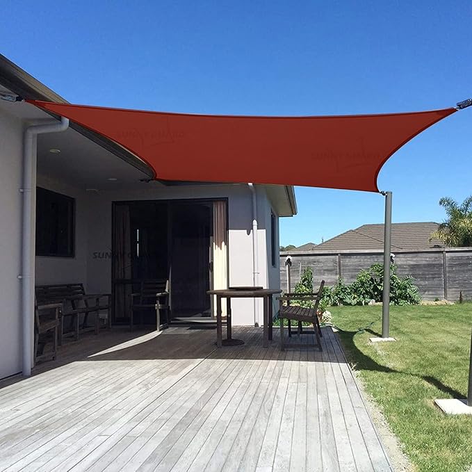 SUNNY GUARD Custom Size 9'x10' Terra Red Sun Shade Sail Rectangle UV Block Shade by SUNNYGUARD
