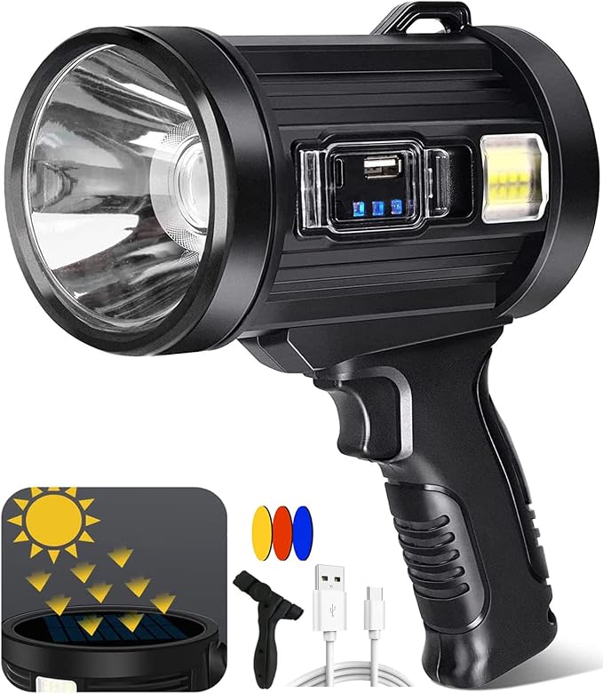 Spotlight 1000000 Lumens, 6 Modes Led Rechargeable Spotlight Flashlight As Seen by JSKNB