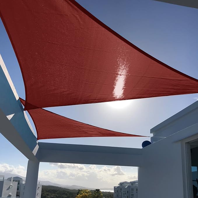 SUNNY GUARD Custom Size 11'x14'x17.8' Triangle Terra Red UV Block Sunshade by SUNNYGUARD