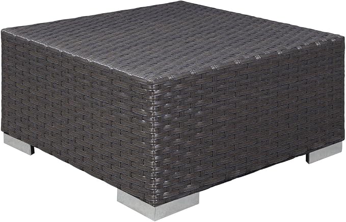 Modway Sojourn Wicker Rattan Outdoor Patio Sunbrella Fabric Ottoman in Canvas - Image 7