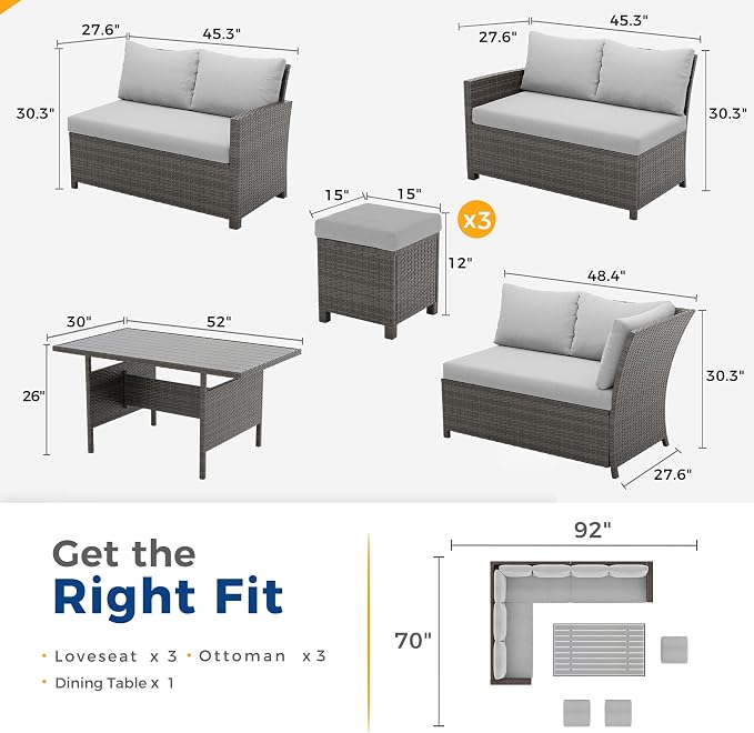 Wisteria Lane 7 Piece Patio Furniture Set, High Curved Back Wicker Patio - Image 7