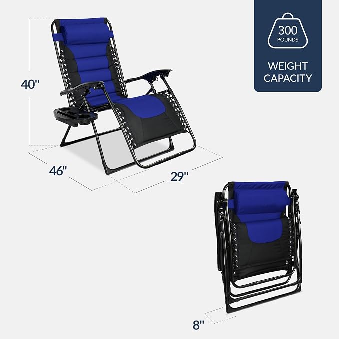 Best Choice Products Oversized Padded Zero Gravity Chair, Folding Outdoor Patio - Image 3