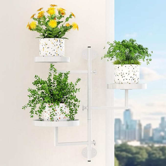 Plant Holder Indoor Rotating Window Plants Shelves Metal Wall Plant Stand 3 - Image 8