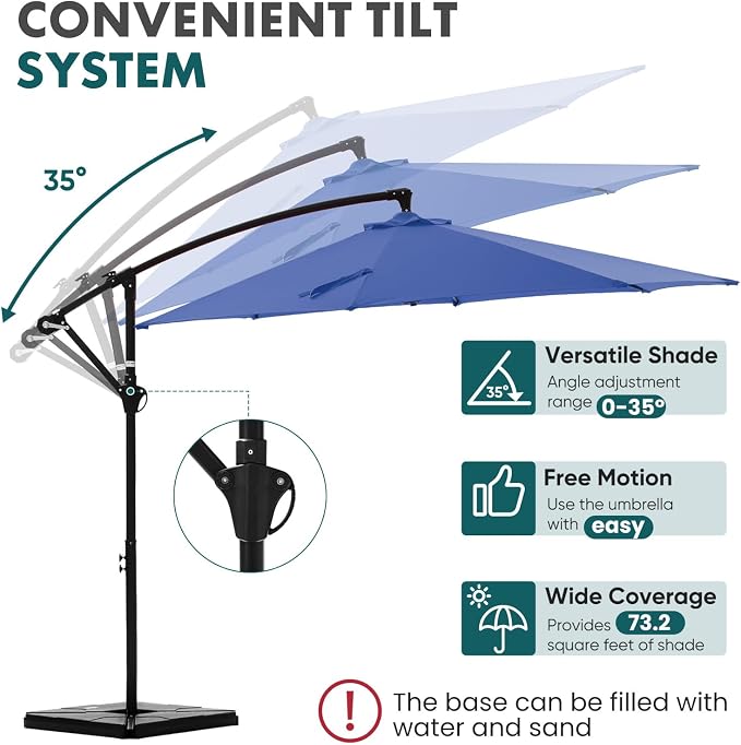 OLIXIS Offset Patio Umbrella, 9.7FT Cantilever Table Umbrellas - Image 3