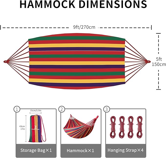 Rainbow Hammock Cotton Hammocks Comfortable Fabric Hammock - Image 5