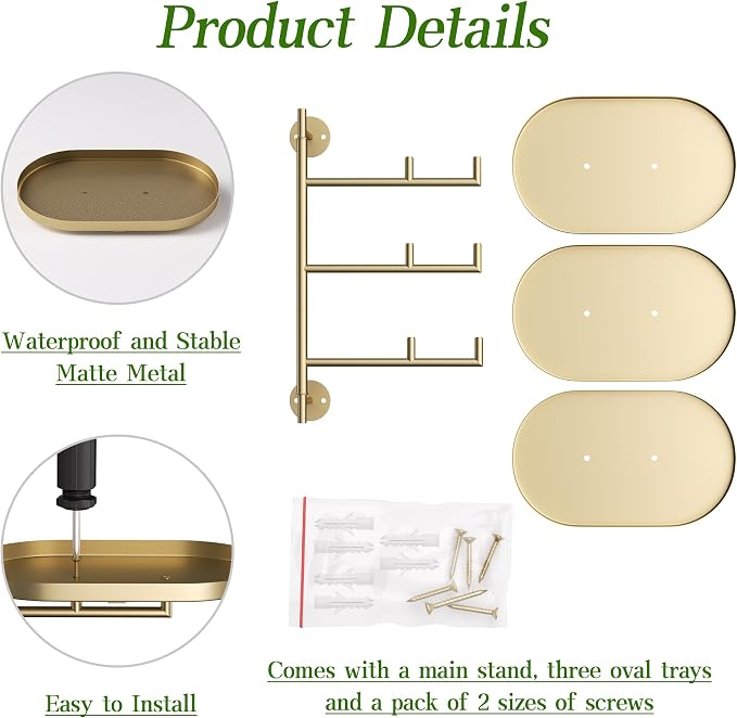 Window Rotating Plant Stand Shelf Indoor Gold Metal Floating Shelves 3-Tier - Image 5