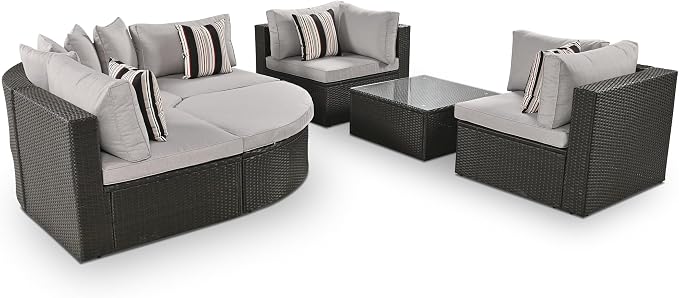 Merax 7-Piece Outdoor Wicker Sectional Sofa Set, Modular Rattan Conversation Set - Image 6