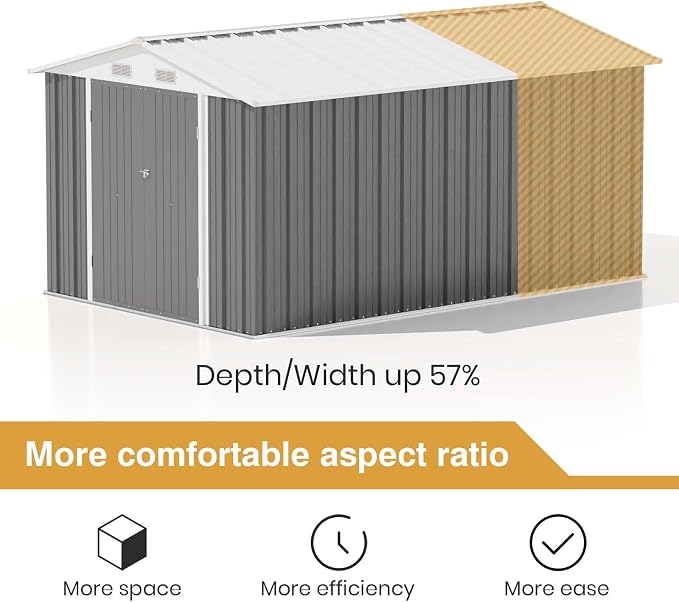 Patiowell 12 x 8 FT Outdoor Storage Shed, Steel Shed Storage House - Image 7