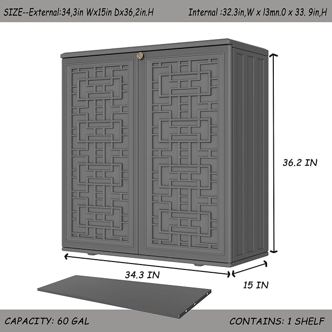 Storage Box Outdoor Caninet, Resin Indoor Storage Box Waterproof Outdoor - Image 4