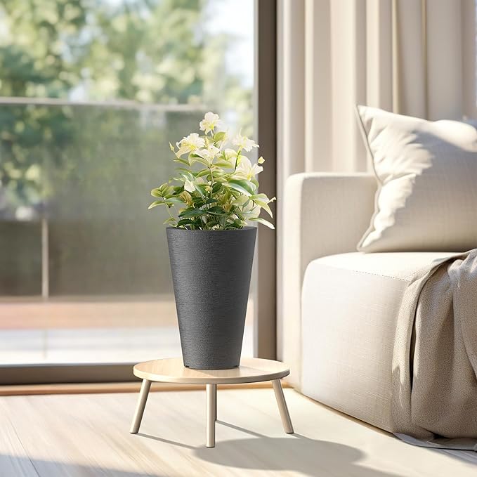 Kante Tall Round Planter Set of 2, 13 Inch Tall Decorative Planter Pots - Image 5