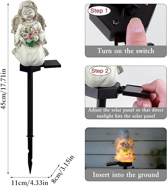Solar Garden Angel Lights, Waterproof Outdoor Garden Angels Statue Decorations - Image 4