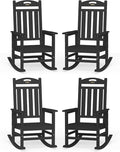 Oversized Outdoor Rocking Chairs Set of 4, High Back Porch Rocker Chair by Suunyn