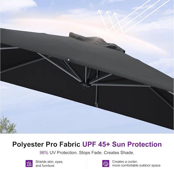 PURPLE LEAF 8 Feet Square Cantilever Umbrella Patio Umbrella - Image 5