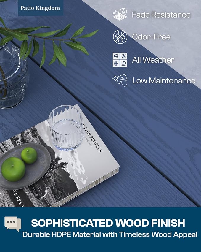 9-Piece Outdoor Dining Set for 8, 75.2'' HDPE Table - Image 3
