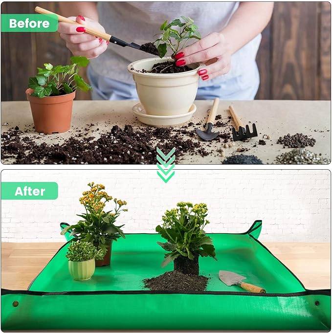 Repotting Mat for Indoor Plant Transplanting Control Mess, 26.8"X26.8" - Image 2