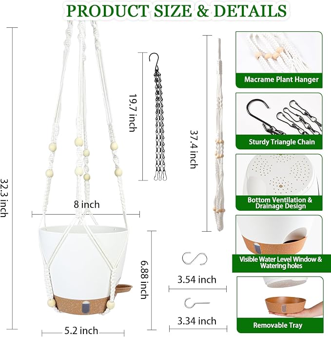 Hanging Planter for Indoor Plants 8 Inch, 2 Pack Hanging Baskets for Plants - Image 4