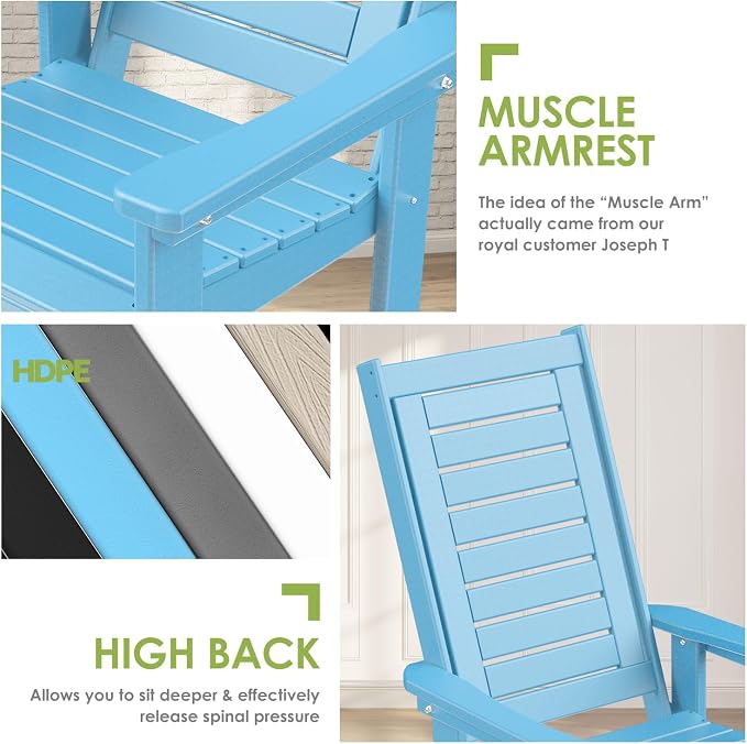 GREENVINES Outdoor Rocking Chairs | Set of 2 | Porch Rocker | HDPE Plastic | - Image 7